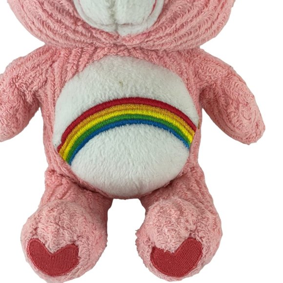 Care Bears Cheer Bear Plush Pink Terry Cloth Ribbed Rainbow 2003 TCFC Vintage - Picture 4 of 8